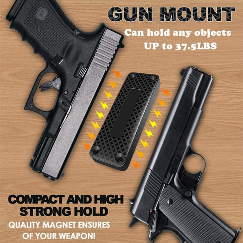 Nswern 37.5LBS Magnetic Gun Mount & Holster for Truck Hidden Rack Cabinet Rubberized, Concealed Gun Magnet Tough