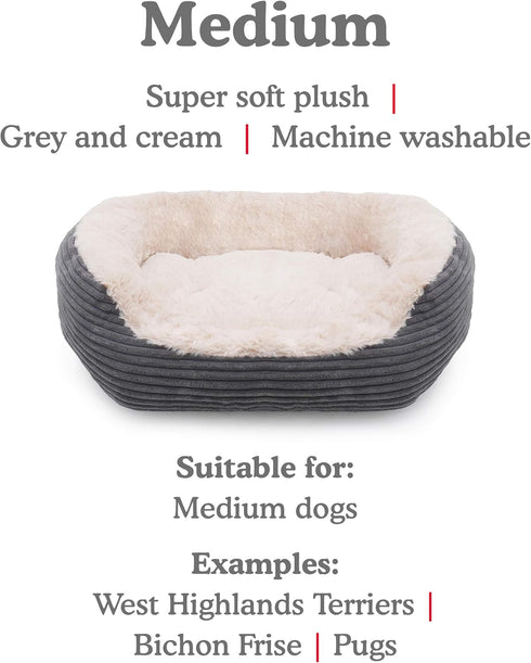 40 Winks Oval Sleepers, Grey Jumbo Cord/Plush 25" Pet Bed