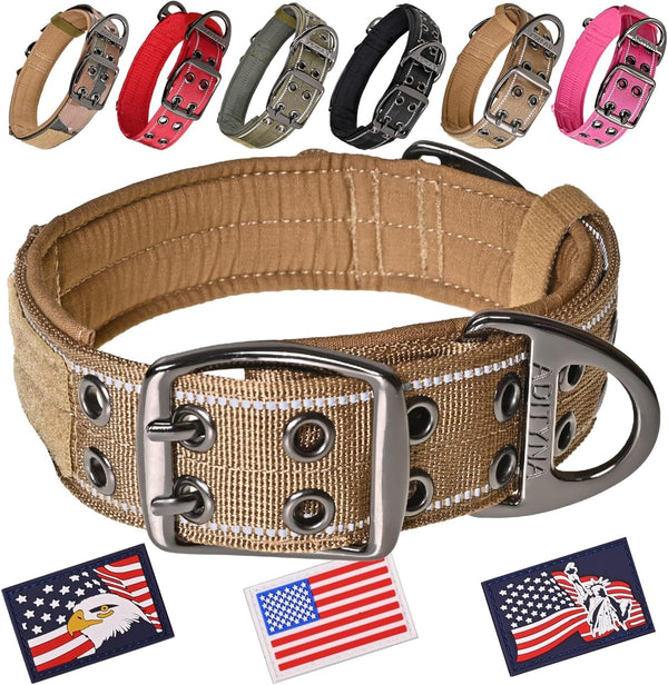 ADITYNA Heavy Duty Dog Collar with Handle, Thick Reflective Tactical Collar for Large Dogs, Soft Neoprene Padded