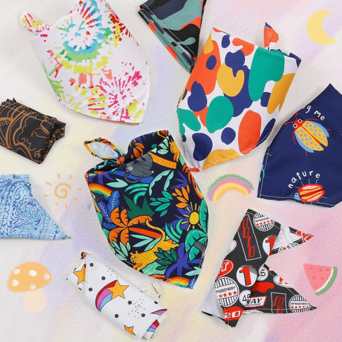 9 Pack Dog Bandanas, Washable Polyester Dog Bandana Bulk for Boy Girl, Stripe Pattern Pet Scarves