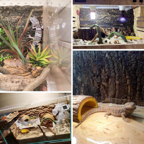kathson 2PCS Thicker Cork Tile Background Bark, 11.6" L x 11.6" W for Reptile Tank Background
