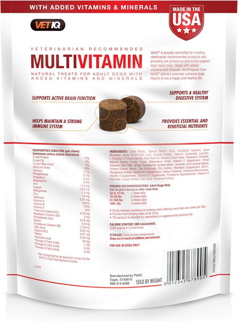 VetIQ Multivitamin Supplement for Dogs, Health Support Soft Chews, 90 Count
