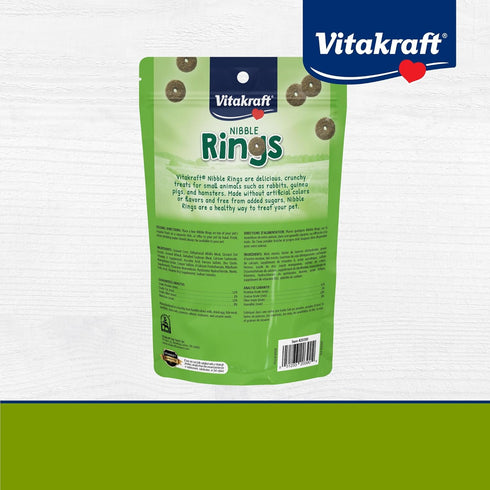 Vitakraft Nibble Rings Small Animal Treats - Crunchy Alfalfa Snack for Rabbits, Guinea Pigs, Hamsters