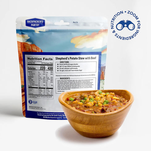 Backpacker's Backpacking 27 1 Count Pantry Shepherd's Potato Stew with Beef - Freeze Dried & Camping Food - Emergency