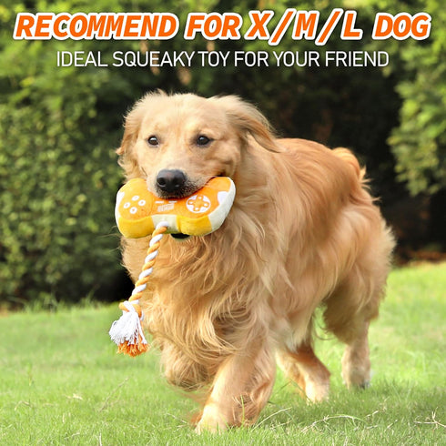 Interactive Plush Dog Toy: Squeaky Dog Toys with Crinkle Paper, Gaming Controller Shape, Rope Toys for Puppy, Small,