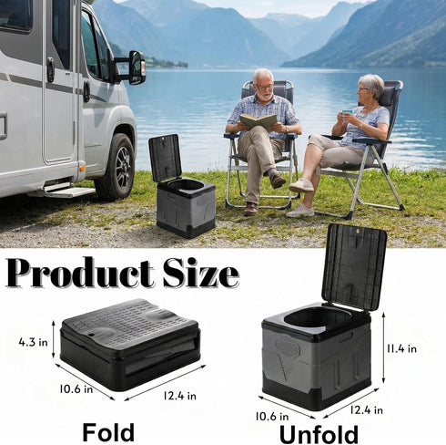 ZENFUN Portable Camping Toilet, Foldable Toilet for Adults, Porta Potty with Thick Black Garbage Bag for Outdoor