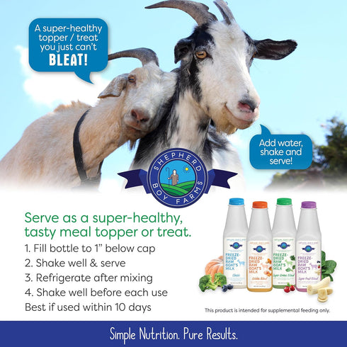 Freeze Dried Raw Goat's Milk with Probiotics for Dogs & Cats, High Protein Digestible Goat Milk Powder