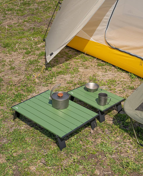 Compact Folding Beach Table: iClimb Ultralight Mini Table (Green, L)