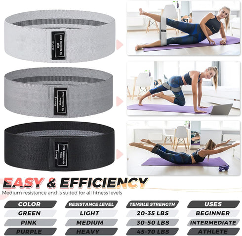 Renoj Resistance Bands Exercise Workout Bands for Women and Men, 3 Set Stretch Bands for Booty Legs Pilates