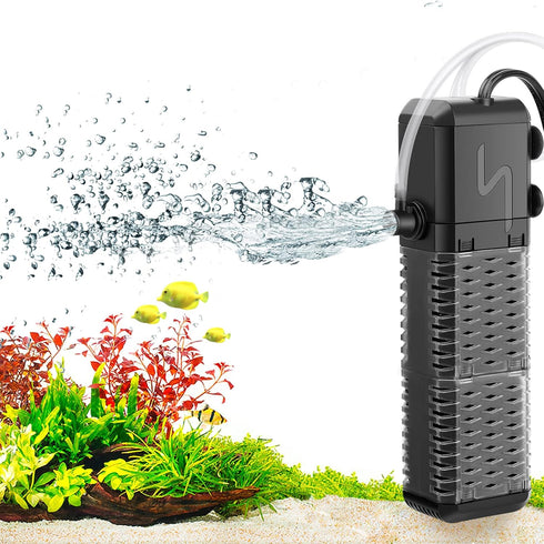 AQQA Aquarium Filter, Submersible Power Fish Tank Filter with Rainwater Aerator, Adjustable Water Flow Design, Ultra