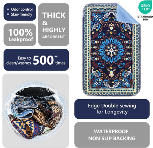 2 Pack 18"x30" Qeils Washable Pee Pads, Reusable Puppy Pads Super Absorbent Leakproof Dog Training Pads, Non-Slip Wee