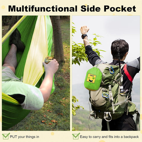 SZHLUX Camping Hammock, Double & Single Portable with 2 Tree Straps, Great for Hiking, Outdoor, Beach