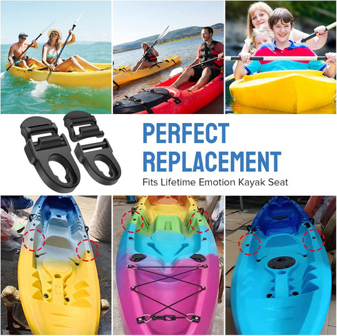 Pack of 2 Kayak Seat Repair Kit, Lifetime Emotion Seat Clips and Hooks