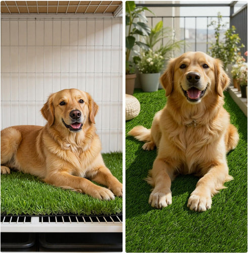 3'x5', HEBE Fake Grass Pee Pad for Dogs Artificial Grass Turf for Indoor Outdoor Potty Training, Washable Dog Potty