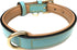 Medium Size Leather Dog Collar - Turquoise with Beige Padding