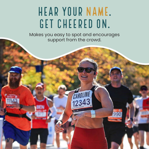 Yell My Name Bib Kit - GET Personalized Cheers - Race Bib with Alphabet Decals & Safety Pins - Add-Your-Name Running