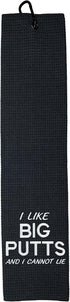 Wolf Golf Towels, Funny Golf Towel for Men or Women, Embroidered Golf Gifts with Clip, I Like Big Putts