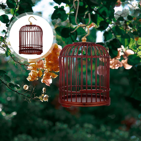 PRETYZOOM Vintage Pet Cage, Garden Insert Shelter, Hanging Cage for Hamster Habitat, Wooden Metal Container
