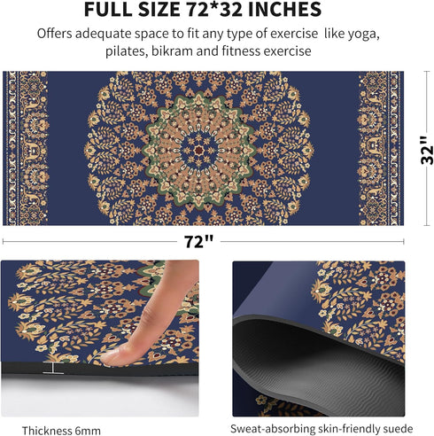 nuveti TPE Large Yoga Mat, Non-Slip Exercise Fitness Mat with Carry Bag, Extra Thick for Home Workouts