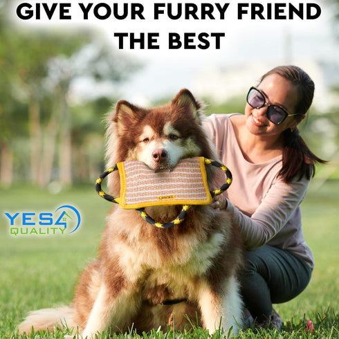YES4QUALITY 10"x7" 3 K9, Durable Dog Bite Pillow - - Safe Biting Pad with Strong Handles - Tough Jute Tug Toy