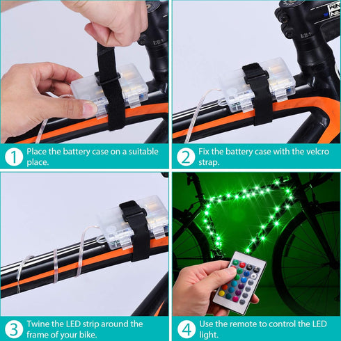 Waybelive LED Bike Frame Lights, Remote Control Bicycle LED Light, 16 Color Change, Waterproof, Super Bright (1 Tire,