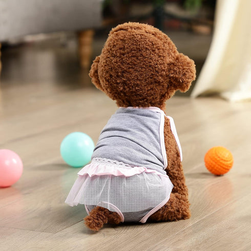 3 Pieces Reusable Dog Diapers Female Dog Period Diapers Washable Puppy Sanitary Panties with Adjustable Suspender Pet
