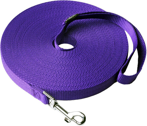 Dog/Puppy Obedience Recall Training Agility Lead - 15 ft 20 ft 30 ft 40 ft 50 ft Long Leash (30 Feet, Purple)