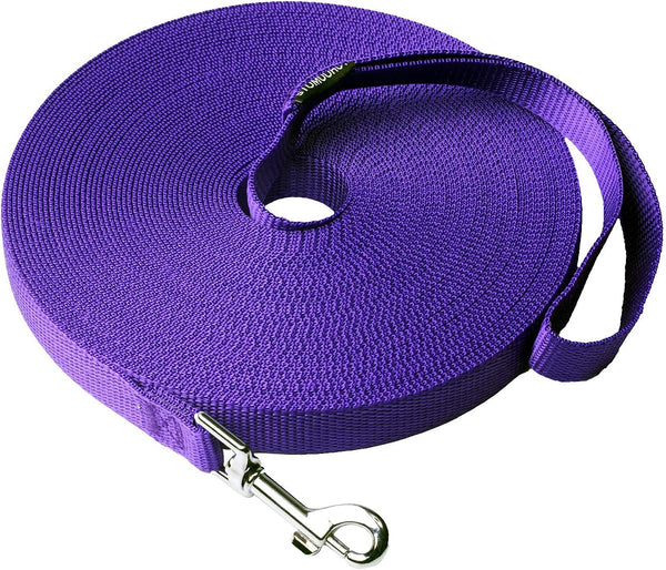 Dog/Puppy Obedience Recall Training Agility Lead - 15ft 20ft 30ft 40ft 50ft Leash, Great for Play, Purple 50ft