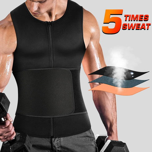 Men's Sauna Suit Shirt - Compression Vest for Gym & Exercise