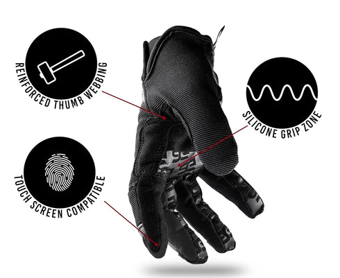 Glove Station The Impulse 2.0 Gloves - Durable Suede Leather Palm Work Gloves for Men, Black, Small