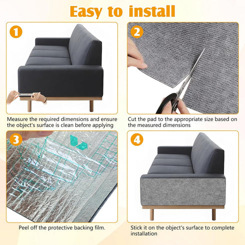 3.28ft kathson Bunny Scratch Pad, Self Adhesive Rabbit Scratching Mat for Couch Furniture and Wall Protector, Cuttable