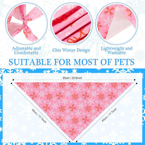 120 25.6 17.7 17.7 Inch Chunful Pcs Winter Bandanas for Dogs Bulk Charm Blue Bandanas Snowflake Patterns Soft Bibs