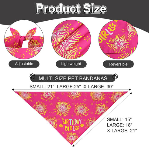 Agroon 1PCS, Dog Birthday Bandana Girl Pink Small Durable Triangle Reversible Scarf Bibs Handkerchief for Puppy Pet