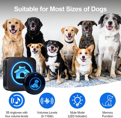 Yoiilifee (2026 1000 IP65 60 (2 Dog Door Bell Self-Illuminating Enhanced Touch) for Potty Training, Wireless Dog