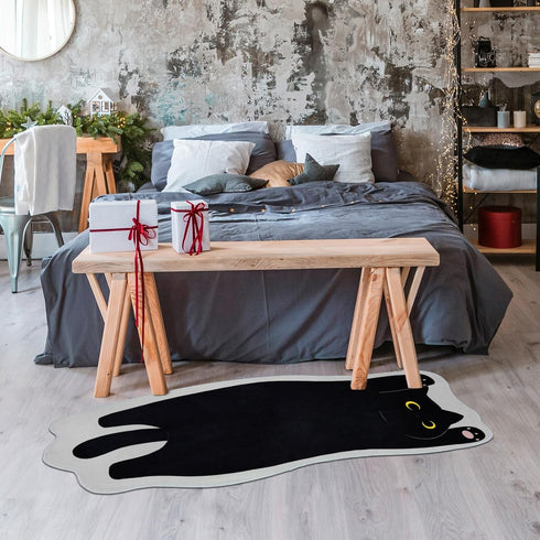 Cat Mat - Cute Non-Slip Long Doormat, Stretched Floor Rug for Bedroom, Living Room, Kitchen (20''x47'', Stretching Cats)