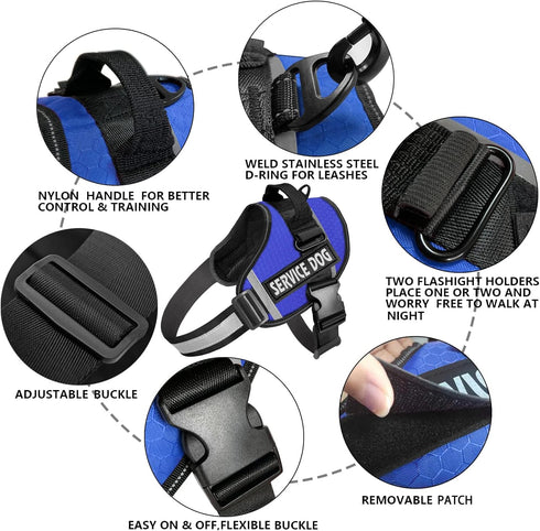 Dog Harness,No-Pull Service Dog Harness with Handle Adjustable Outdoor Pet Dog Vest 3M Reflective Nylon Material Vest for Breeds,Easy Control for Small Medium Large Dogs