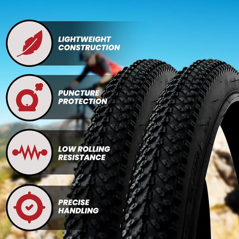 Mountain Bike Tire - Black, Single 26'' High-Performance Rubber Tire for Bicycle
