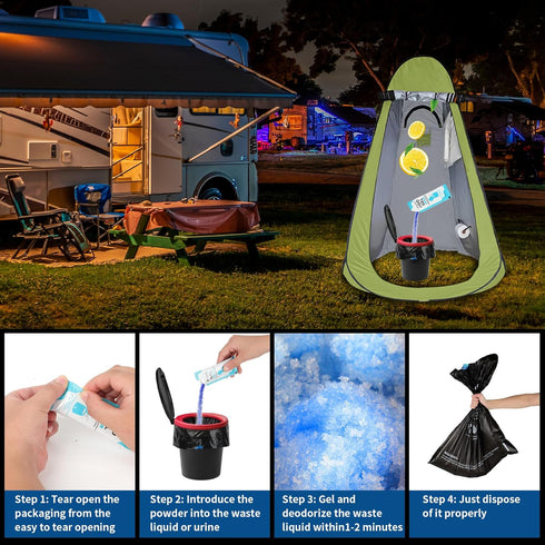Set, 8 oceanengine Portable Toilet Bags Poo Gel Gallon Camping Toilet Bags with Portable Toilet Absorbent Gel