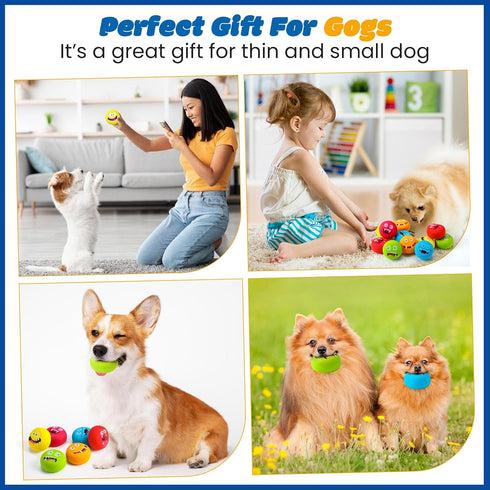 12 Hungdao Pcs Squeaky Dog Toys Latex Rubber Squeaky Ball Smile Face Emoticon Dog Toys Chewing Interactive Ball Bulk