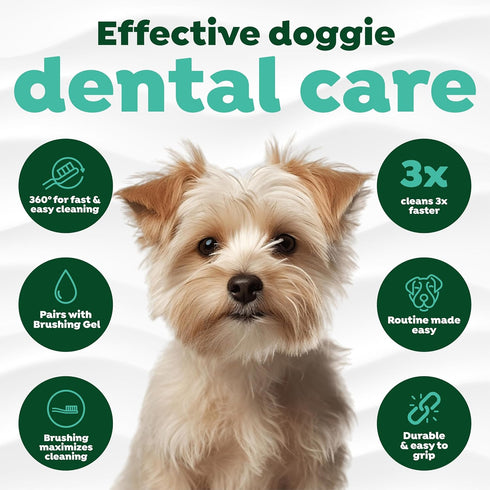 TropiClean Fresh Breath TripleFlex Toothbrush - 360-Degree Dog Dental Cleaning for Small & Medium Dogs
