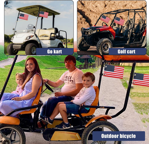 TRINKA 2 Pack Golf Cart American Flag with Elastic Straps, 6 x 9" Double-Sewn Flags, Easy to Install