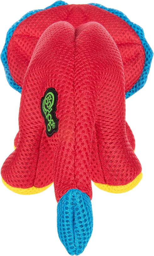 Durable Red Dino Frills Squeaky Dog Toy - Small Size