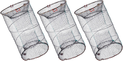 TOMETURE Foldable Fishing Trap Net with Nylon Mesh, 25cm Diameter, 3pcs Portable Crab