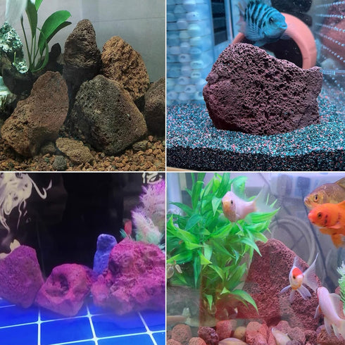 Tfwadmx Aquarium Red Lava Rock, 10 Pack Volcanic Pumice Stones for Betta Tank Fish and Shrimp
