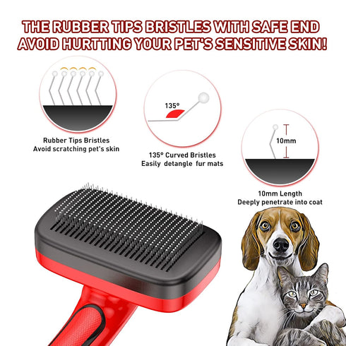 Self Cleaning Slicker Brush for Shedding, Long Short Haired Dogs & Cats, Remove Loose Tangling Knot Undercoat Fur Mats,