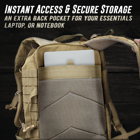 Tru Salute 45L Military Tactical Backpack, Large Army 3 Day Assault Pack Molle Bugout Bag (Tan)