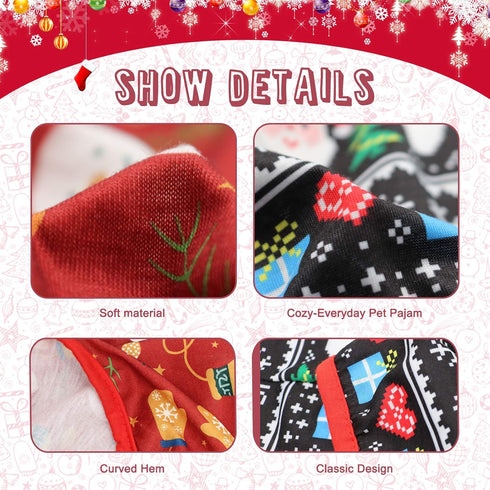 HYLYUN Dog Christmas Shirt - 2 Packs of Soft Breathable Pet Shirts for Small Dogs and Cats, Christmas Printed Clothing