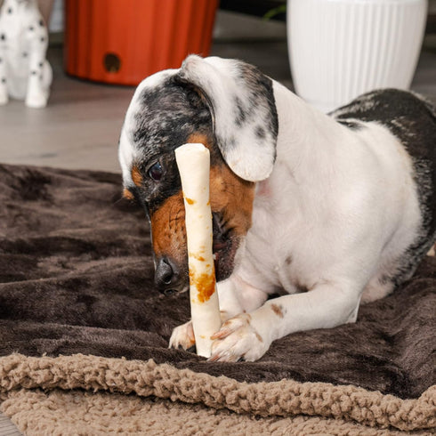 5" 8 Count/4 Pack Pet Factory Twistedz American Beefhide Chip Rolls Dog Chew Treats w/Real Beef Meat Wrap