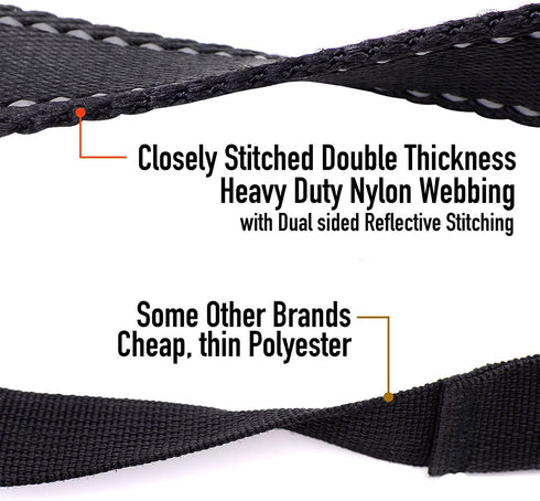 Dog Leash 6ft Long, Heavy Duty Traffic Padded Two Handle Lead for Control Safety Training, Black