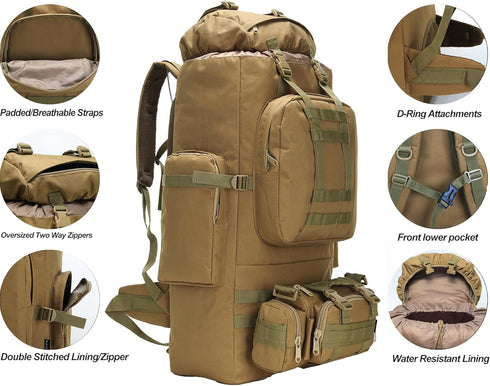 King'sGuard 100L Backpack Backpacking Daypack Camping Hiking Molle Rucksack Military Camping